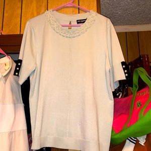 Karl Lagerfeld Pearl-Accent Knit Shirt